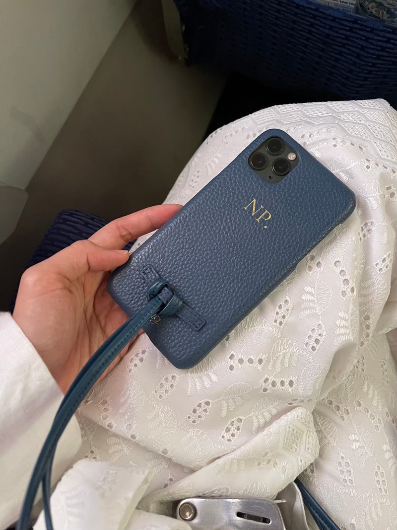 Genuine Leather Case with Detachable Sling - Coral Pink - 手機殼/手機套 - 真皮 藍色