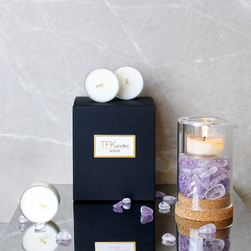 Lavender Amethyst Ores Candlestick Fragrance Group - Limited to February - Insect Repellent - Gemstone Purple