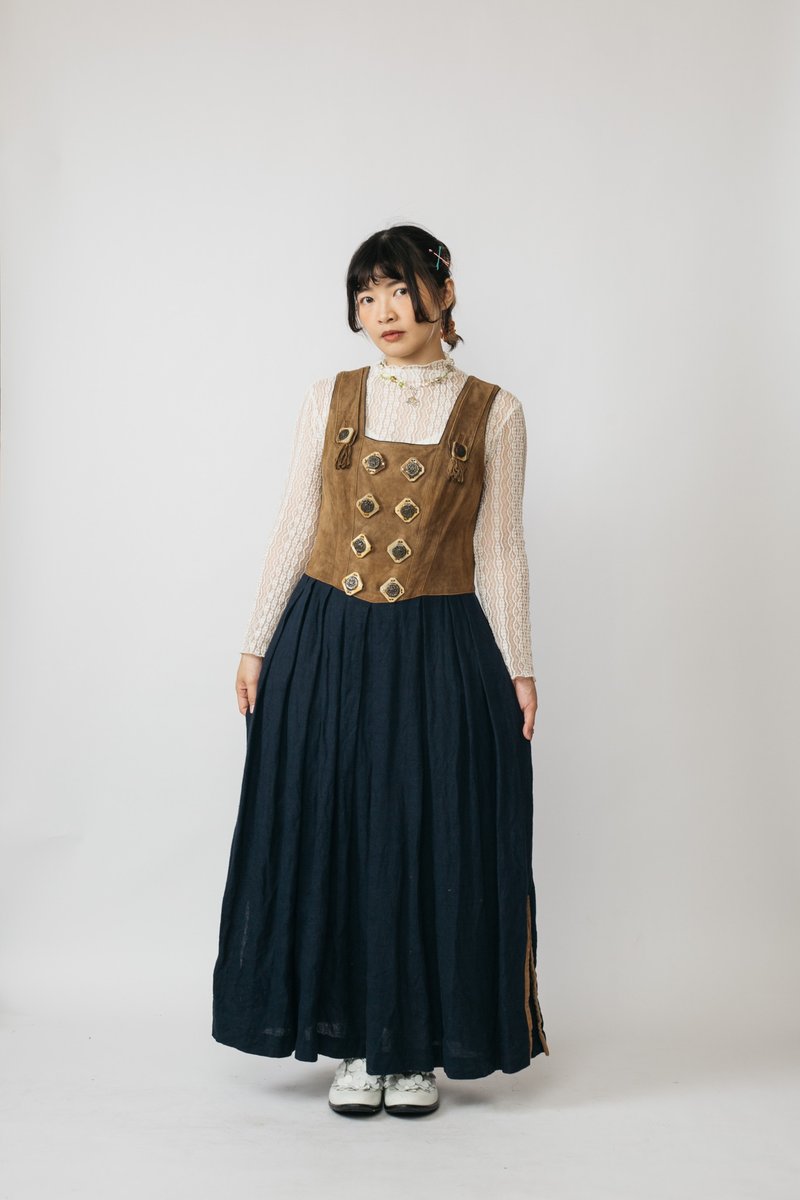 Tyrolean Dress Tyrolean Dress Vintage [First Love Sales Office] Vintage.B671 - One Piece Dresses - Genuine Leather 
