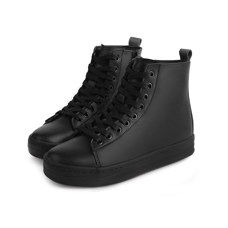 Jdaul SUPERB LOOP 韓國人手製皮革短靴子BLACK - 女款休閒鞋 - 人造皮革 黑色