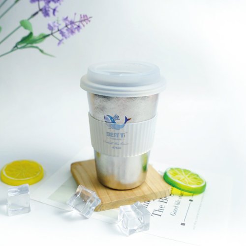 BEST Ti 【BEST Ti】熱愛系列-愛地球 冰晶鈦原色 純鈦隨行杯 450ml