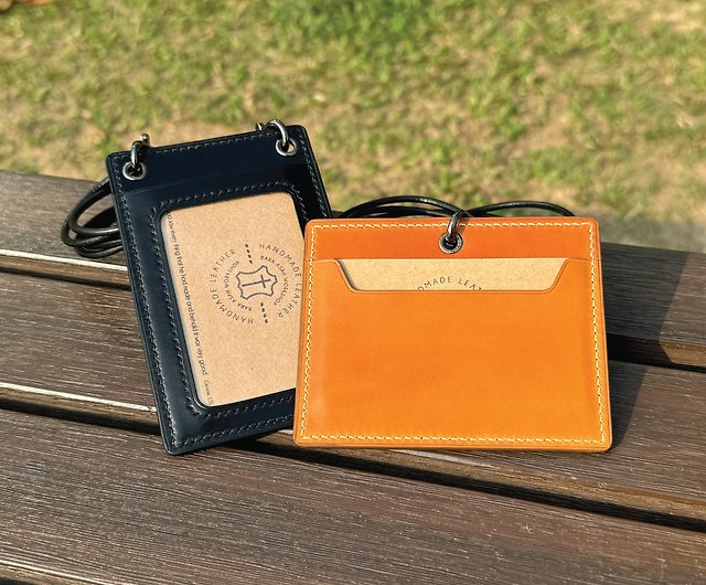 Personalised Multi Slot Leather ID Card Holder + Lanyard Set
