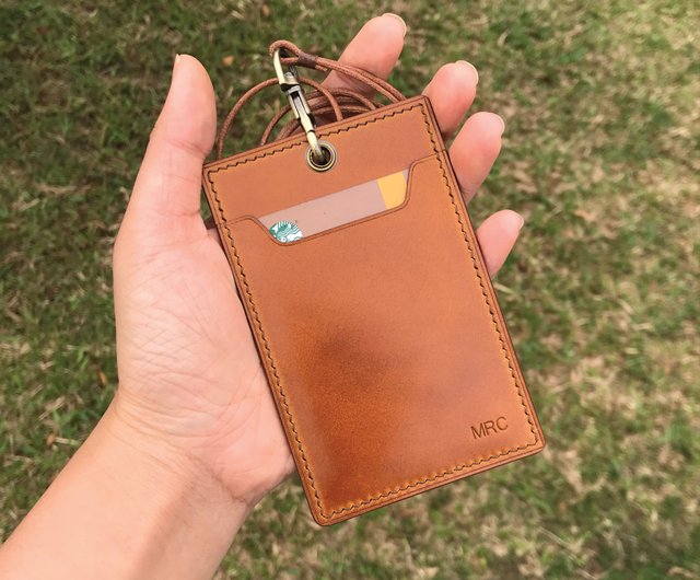 Leather Lanyard ID Holder