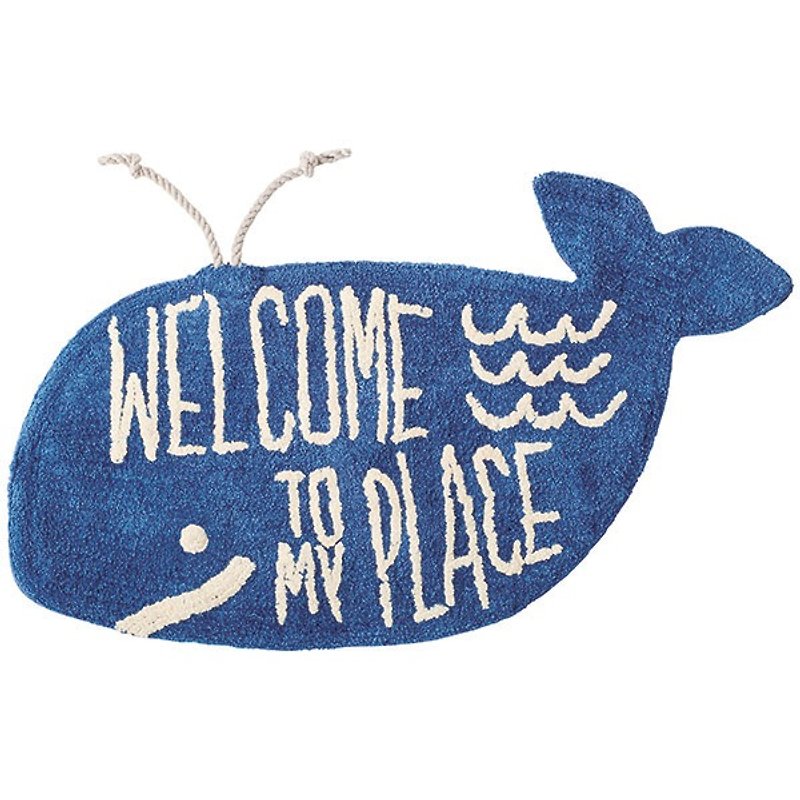 ようこそWhale-歓迎マットクジラの形 - 毛布・かけ布団 - 紙 ブルー