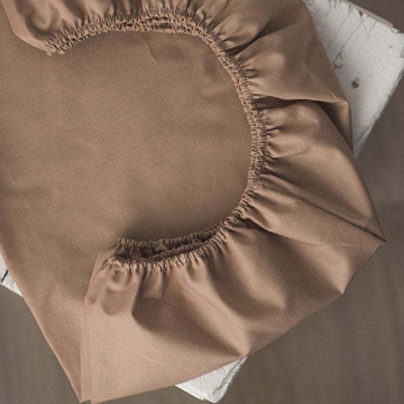 Cacao minimalistic baby crib fitted sheet - Cot sheet fitted with elastic - ผ้าปูที่นอน - ผ้าฝ้าย/ผ้าลินิน สีนำ้ตาล