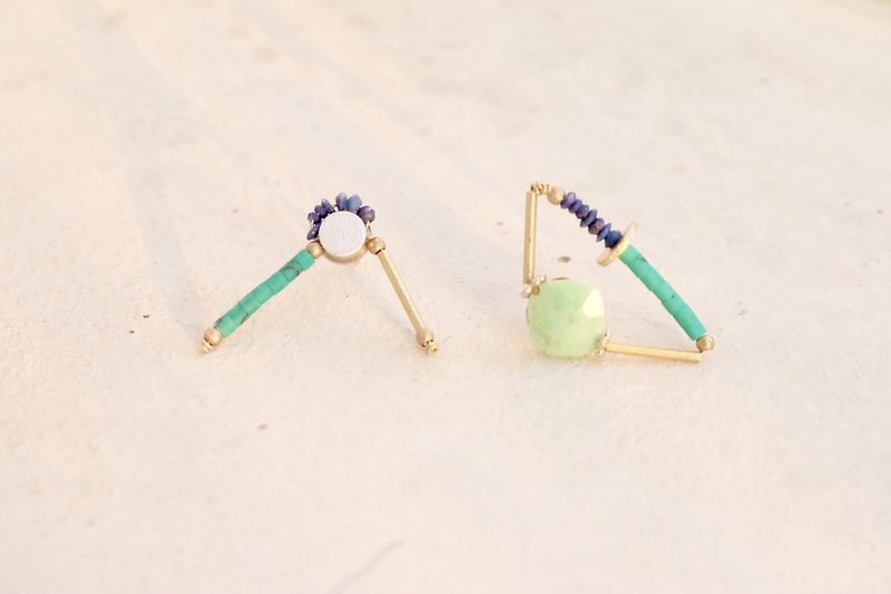 Tianhe Shiqing Jinshi Natural Stone Brass Earrings 1021 (3: 1) - Earrings & Clip-ons - Paper Green