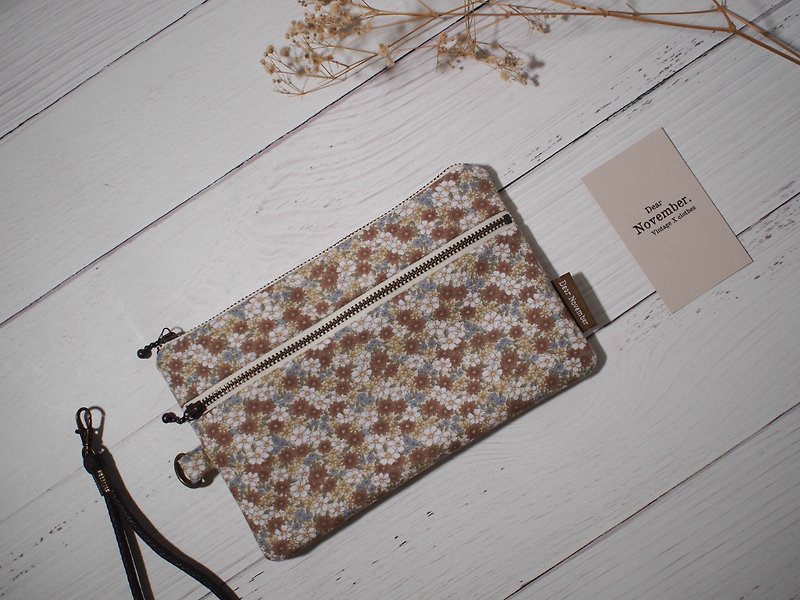 Pickup series universal bag/coin purse/storage bag/pink cherry blossom/out of print - Clutch Bags - Cotton & Hemp Pink