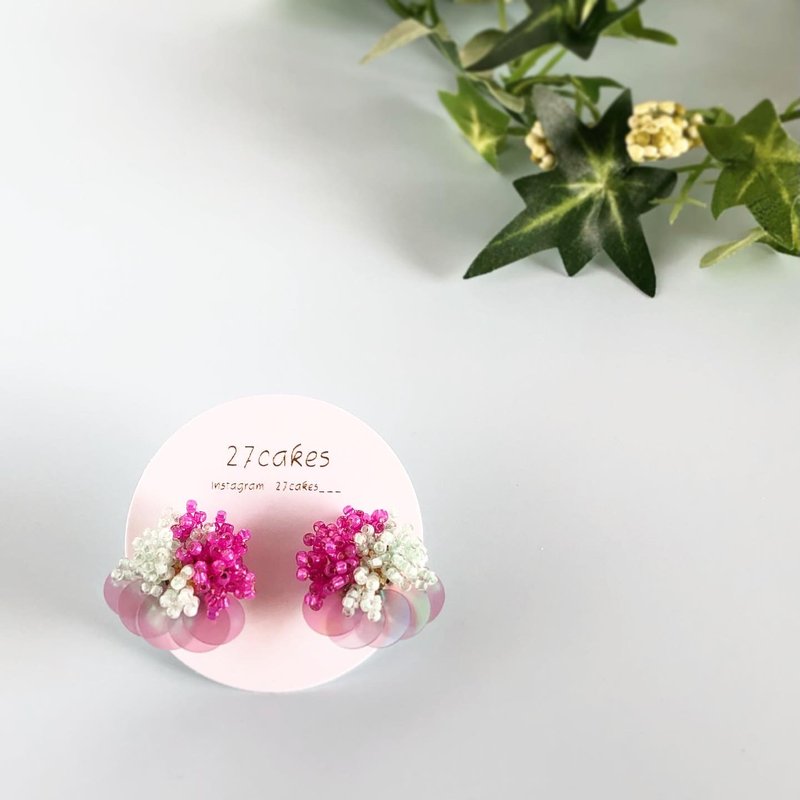 Crash party magenta and sky blue - 耳環/耳夾 - 其他金屬 紫色