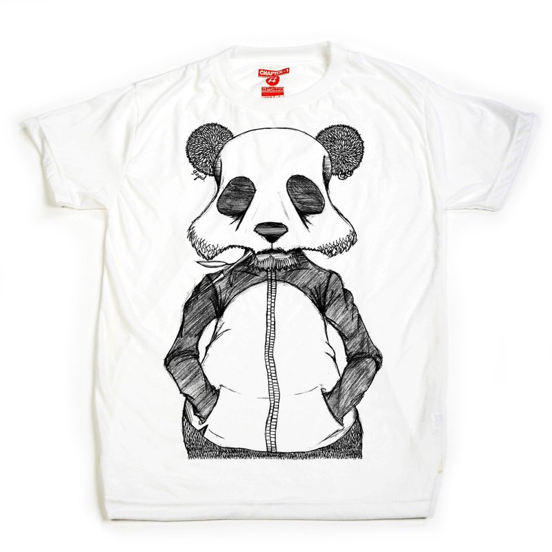 Panda unisex men woman cotton mix Chapter One T-shirt - 男 T 恤 - 棉．麻 白色