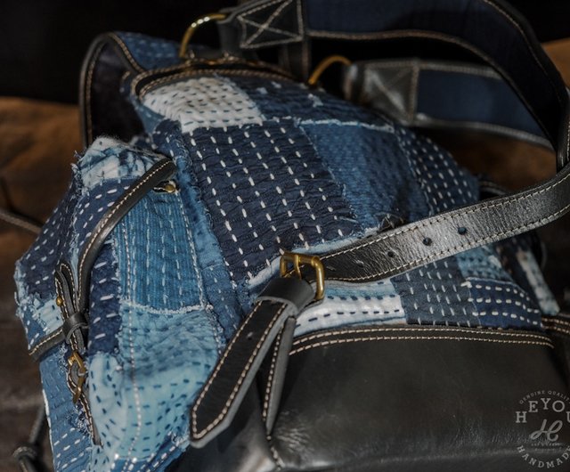 Boro Patch Indigo 不規則なパッチワーク 3 ポケット バック