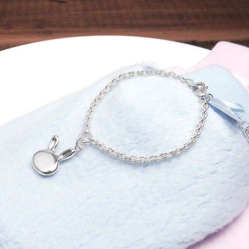 Jumping Rabbit Fine Edition Sterling Silver Children's Bracelet Engraved Customized Baby Bracelet - Baby Accessories - Sterling Silver Silver