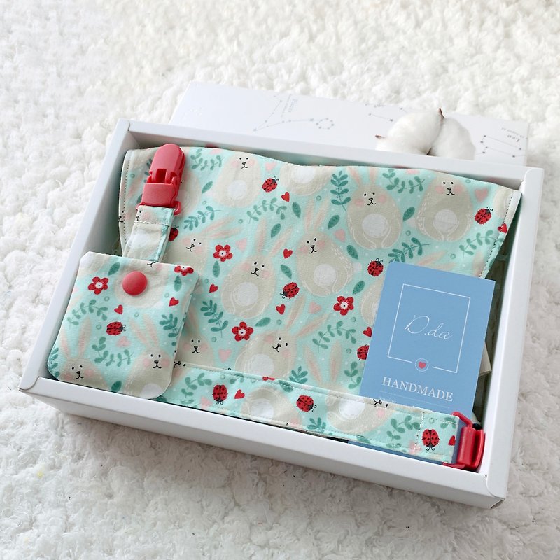 Knurled flower rabbit baby moon gift box sun hat baby hat bib - Baby Gift Sets - Cotton & Hemp Green