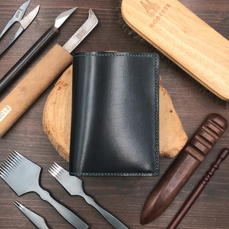 【Medium Wallet】Black Calf | Elegant | Handmade Leather in Hong Kong - กระเป๋าสตางค์ - หนังแท้ สีดำ
