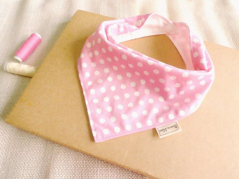 粉水玉點點-三角口水巾 - 口水肩/圍兜 - 棉．麻 粉紅色