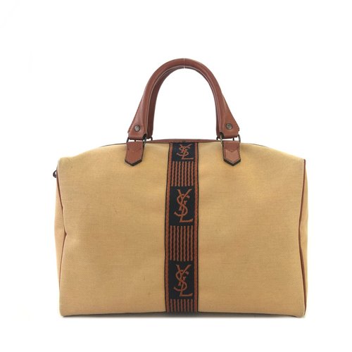 Delivered directly from Japan, brand name used packaging] Yves Saint  Laurent YSL Canvas x Leather Centerline Boston Bag Beige x Brown uu2w37 -  Shop solo-vintage Handbags & Totes - Pinkoi