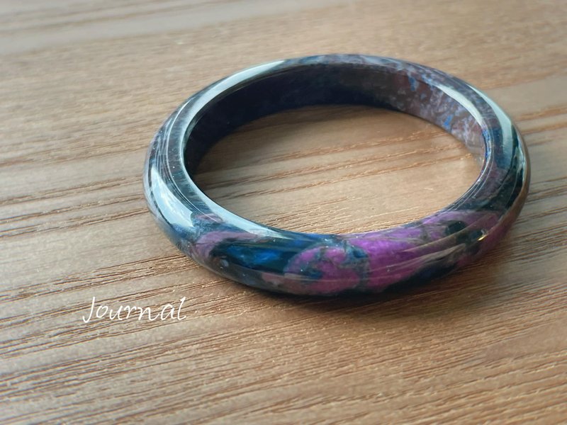Journal-夜魅 天然杉石(南非舒俱萊)桃粉紫色X深邃星際藍平安手鐲 - 手鍊/手環 - 寶石 