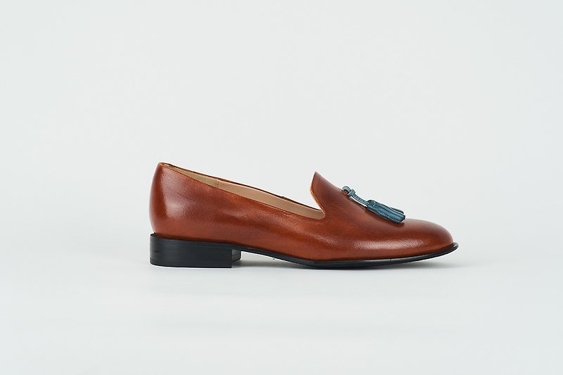 Tassel Loafers - Caramel Brown - Women's Oxford Shoes - Genuine Leather Brown