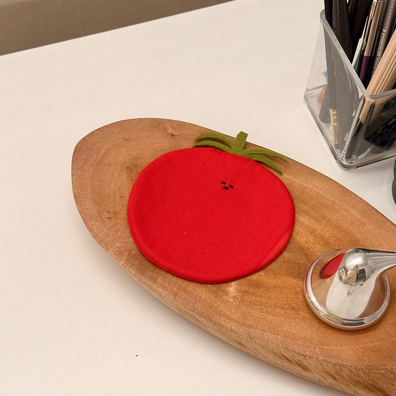 Tomato Coaster - ที่รองแก้ว - ผ้าฝ้าย/ผ้าลินิน สีแดง