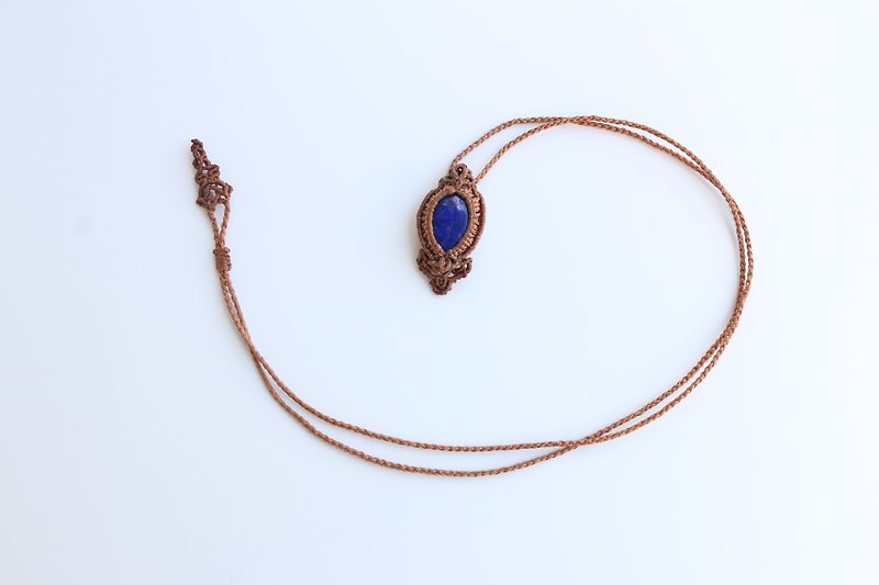 Customized Lapis Lazuli and Heath South American Wax Thread Braided Necklace