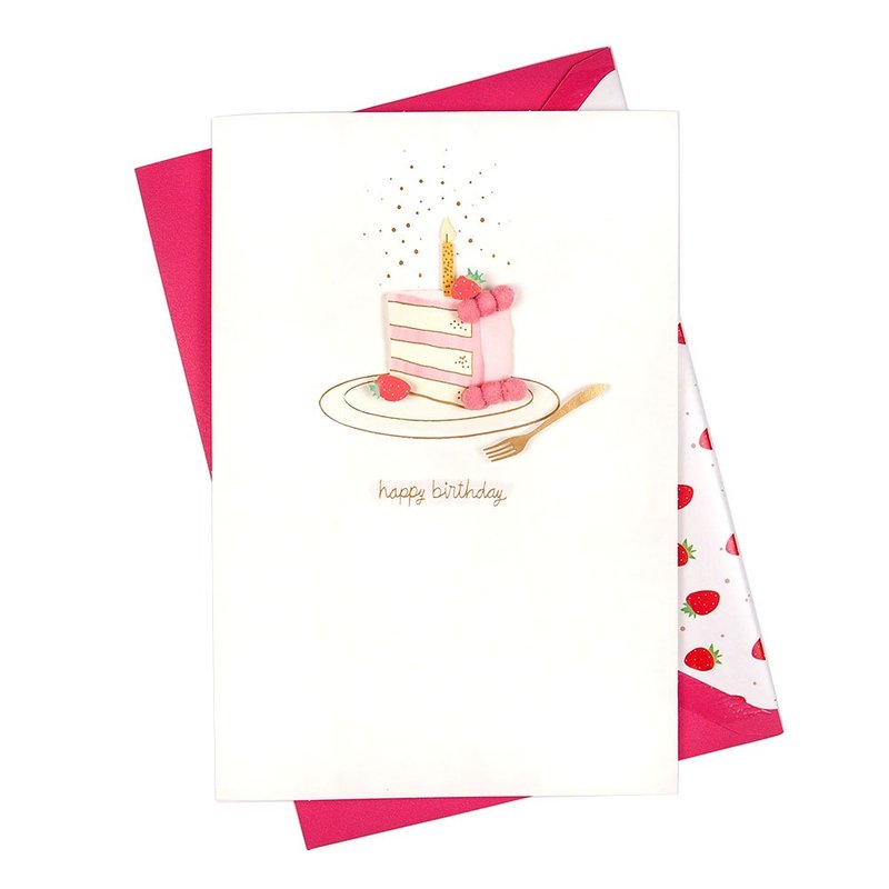 草莓蛋糕禮金卡【Hallmark-Signature經典手工卡系列 生日祝福】 - 卡片/明信片 - 紙 粉紅色