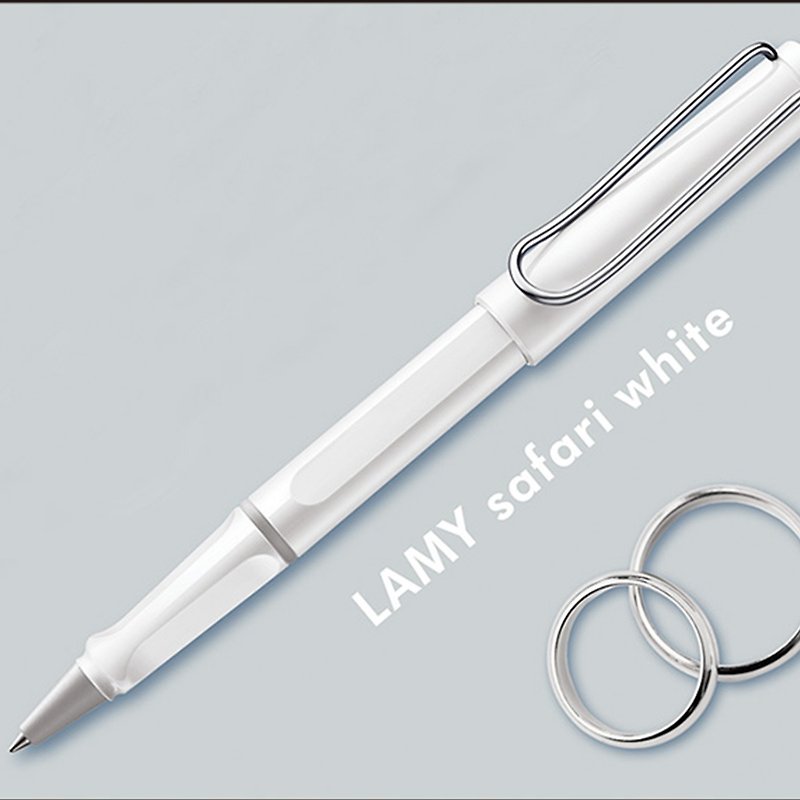 LAMY ballpoint pen / safari hunter series - bright white [customized gift] - ไส้ปากกาโรลเลอร์บอล - พลาสติก ขาว