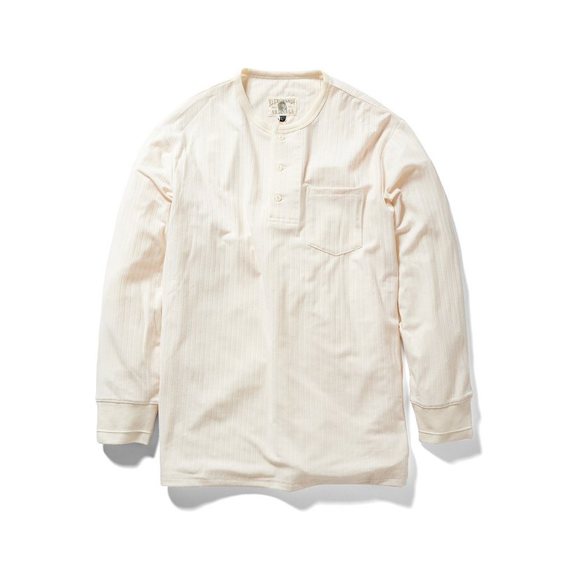 Drop Needle Henley (L) - 米色 Beige - 男 T 恤 - 棉．麻 