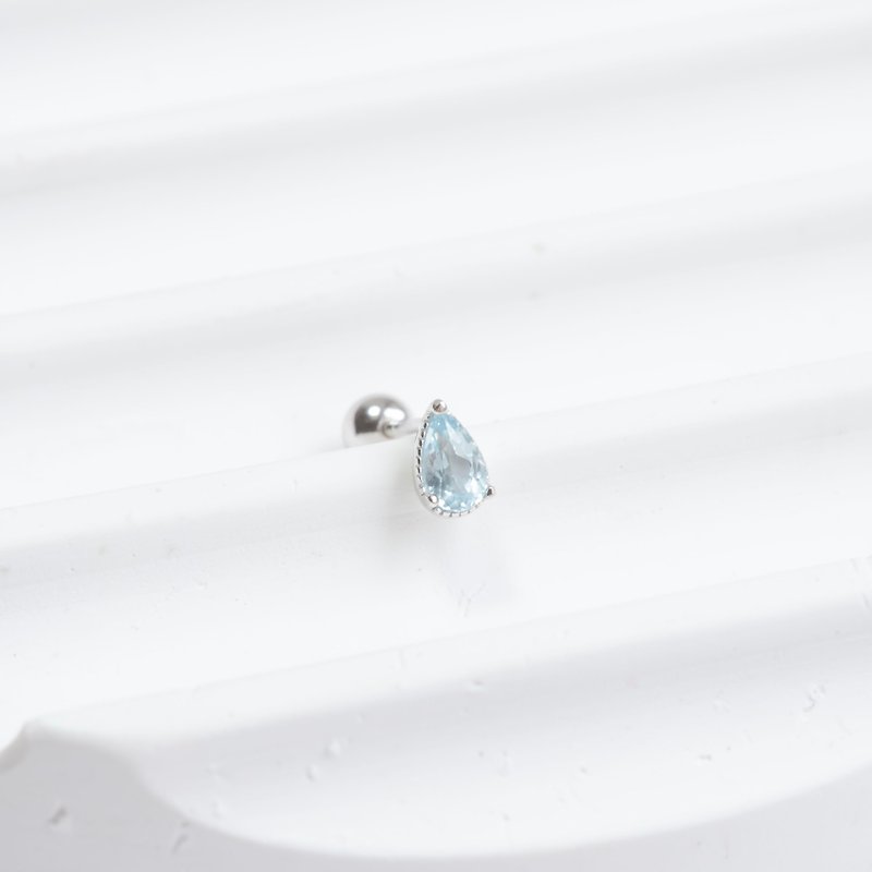 Blue Topaz Drop Prong Set Turn Stone Earrings in Sterling Silver - Earrings & Clip-ons - Gemstone Silver
