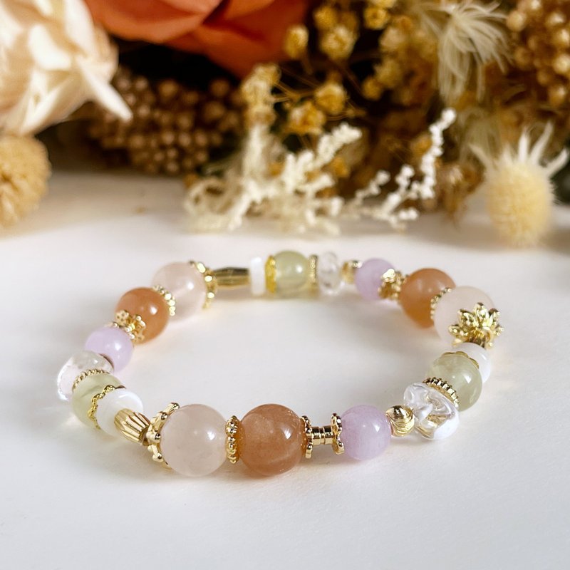 Good luck and fortune grape Stone orange moonstone lavender amethyst white crystal natural crystal bracelet - สร้อยข้อมือ - คริสตัล 