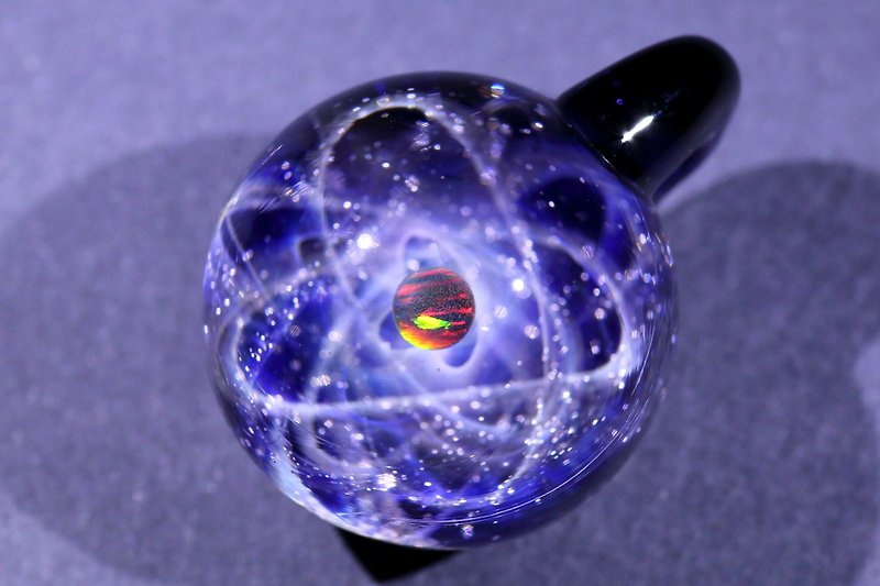 Spiral Galaxy Glass Pendant no. 996 - สร้อยติดคอ - แก้ว สีม่วง