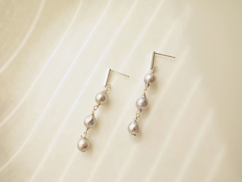 La perle gris - Earrings & Clip-ons - Sterling Silver Gray