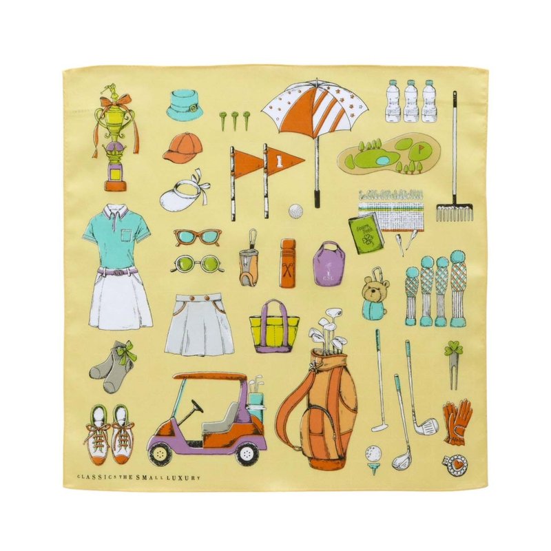 女仕 GOLF 系列 黃色 手帕 41×41cm 100% 純棉 日本製 - 手帕 - 棉．麻 黃色