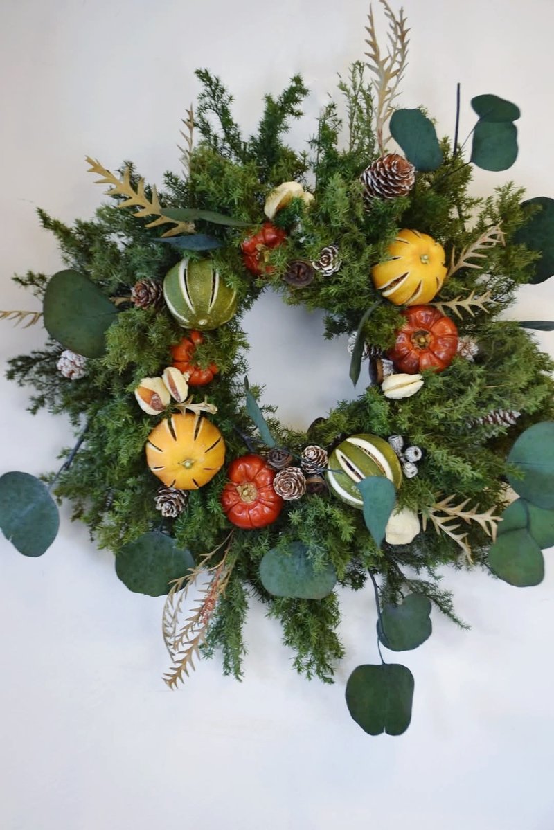永生雪松果實豐收花圈 - 乾燥花/永生花 - 植物．花 