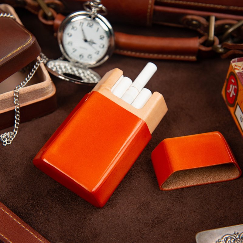 バレンタインデーギフトボックスカスタマイズギフトレザーシガレットケースパック牛革シガレットケースオリジナルデザイン男の子と女の子のためのハンドポータブル - 収納用品 - その他の素材 ブラック