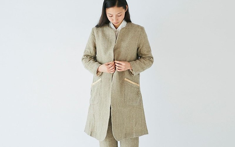enrica herringbone coat beige - Women's Casual & Functional Jackets - Cotton & Hemp Khaki