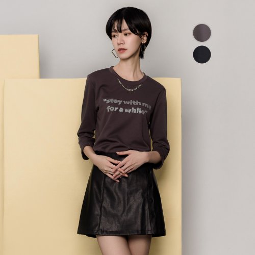MEDUSA LADY 【MEDUSA】燙鑽鎖鏈吊飾T恤-2色(M-XL) | 女休閒上衣 長袖T恤