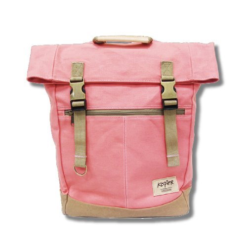 [Unflat Sail] Retro Double Buckle Backpack/Canvas- Peach(Made in Taiwan)