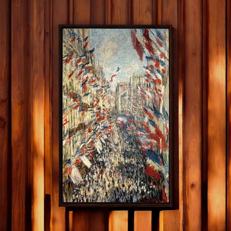 モネ印象 - モントルグイユ街 - 6月30日の祭典【ゲッコーパズル】 - 置物 - 木製 レッド