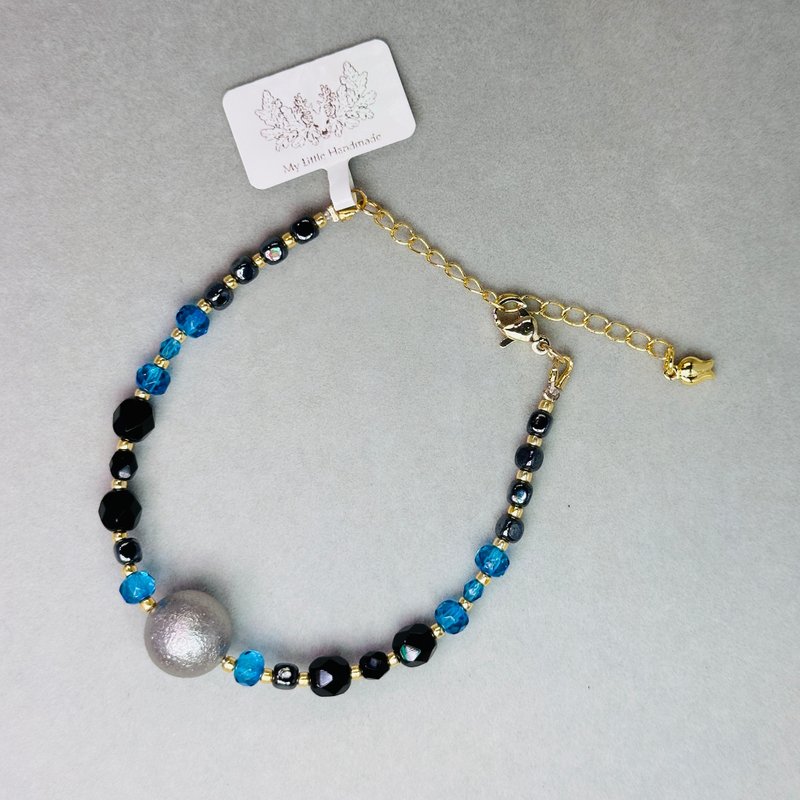 捷克玻璃石+灰色日本棉花糖玻璃珍珠手鏈 JW25H-002 - 手鍊/手環 - 玻璃 多色