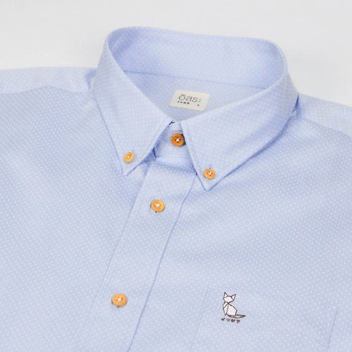 issarashops (NO XL) CAT // blue polka dot // men shirt slim fit