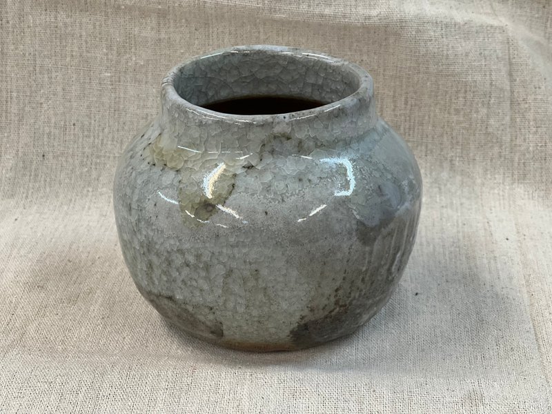 寬口冰裂柴燒花瓶 - 花瓶/花器 - 陶 灰色
