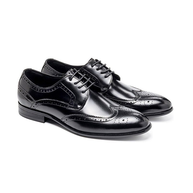 Small size/carved gentleman men's leather shoes black - Men's Leather Shoes - Genuine Leather 