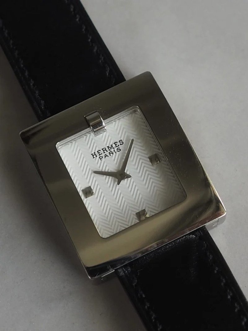 HERMÈS Belt Watch 愛馬仕 皮帶錶 銀色 黑色 棕色 復古 - 男裝錶/中性錶 - 不鏽鋼 銀色
