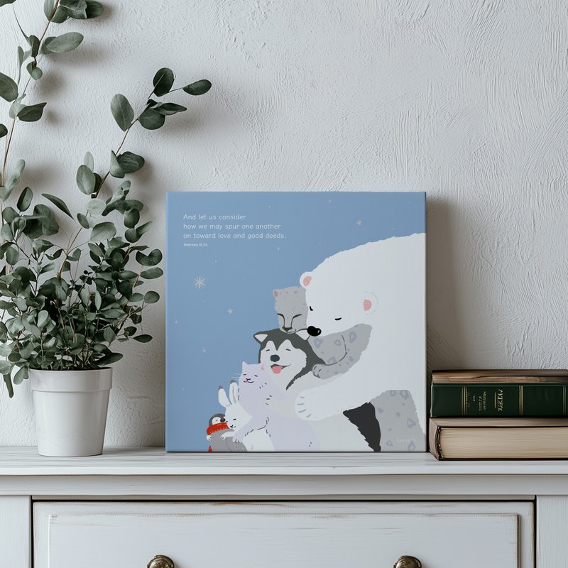 NEW Frameless Painting - I Want to Give You a Big Hug 30 x 30 - Picture Frames - Cotton & Hemp 