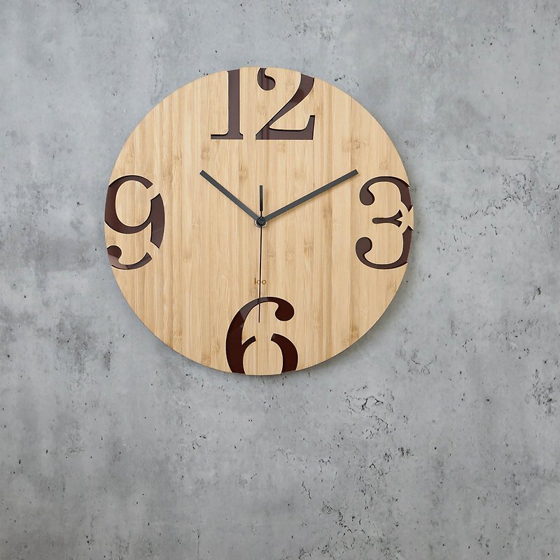 LOO Wall Clock | Big Numbers . Retro . Brown - Clocks - Bamboo Brown