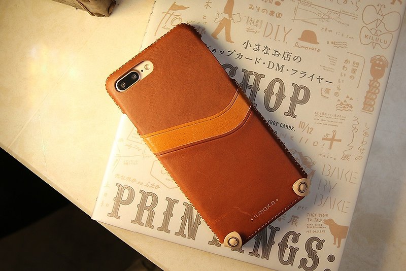 iPhone7  iPhone8 PLUS 5.5吋 經典系列極簡款手機皮套- 馬鞍棕 - 手機殼/手機套 - 真皮 咖啡色