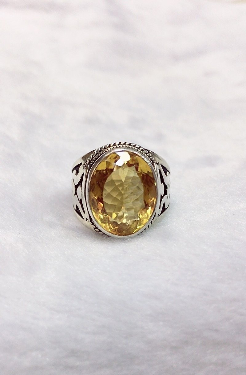 黃水晶 尼泊爾特色款 尼泊爾手工製 925純銀 - 戒指 - 寶石 