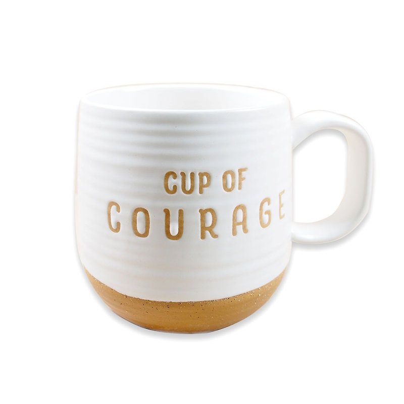 Pottery Mugs White - Courage Courage [Hallmark-text gift hand pull bad mug]