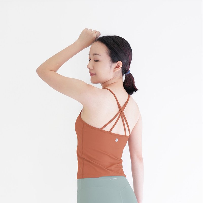 【Mukasa】DURABLE 高彈蝶型細肩背心 - 小鹿斑比 - MUK-23031 - 女運動上衣/背心 - 其他材質 橘色