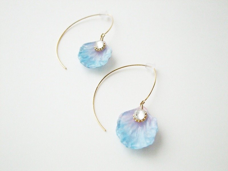 Flower hook earrings ☆ Blue - Earrings & Clip-ons - Acrylic Blue