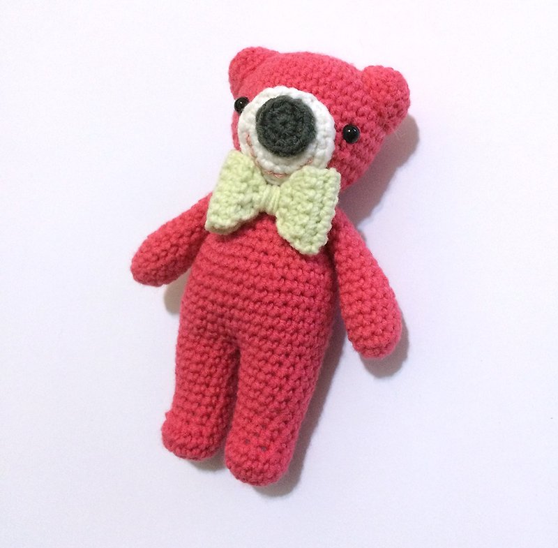 Aprilnana_Love Bear Knitted Wool Doll - ตุ๊กตา - วัสดุอื่นๆ สีแดง